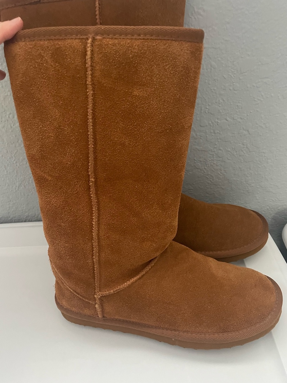 Classic Tall Suede Winter Boots in Chestnut